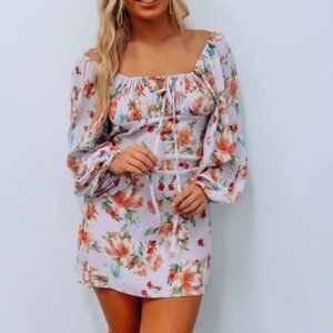 Audrey 3+1 Boho Lavender Floral Off Shoulder Dress Size Large NWT